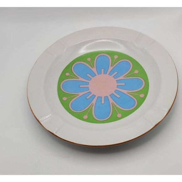 Groovy 1960's Pastel Atomic Minimalist Flower Ashtray. Beautiful example of mid - Picture 6 of 6